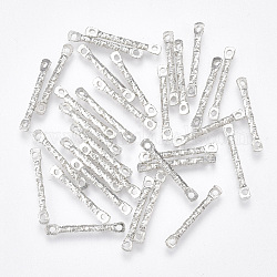 Iron Bar Links connectors, Nickel Free, Textured, Platinum, 20x2x1.2mm, Hole: 1mm