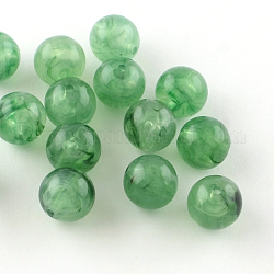 Piedras preciosas abalorios de imitación de acrílico redonda, verde mar medio, 6mm, agujero: 1.5 mm, aproximamente 4100 unidades / 500 g