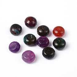 Natural Agate Rondelle Beads, Dyede Dragon Veins Agate Beads, Faceted, Colorful, 11x7mm, Hole: 1mm