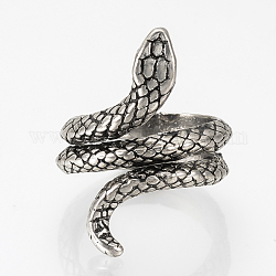 Кольца перста сплава, широкая полоса кольца, змея, античное серебро, размер США 6 (16.5 мм)