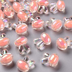 Perles en acrylique transparente, Perle en bourrelet, couleur ab , lapin, Saumon, 15.5x12x9.5mm, Trou: 2mm, environ 480 pcs/500 g
