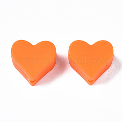 Perle di silicone ecologiche per uso alimentare, masticare perline per i denti, fare collane fai-da-te fai-da-te, cuore, arancione scuro, 13x14x8mm, Foro: 2 mm