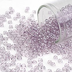 Toho perles de rocaille rondes, Perles de rocaille japonais, (632) lustre transparent lavande clair, 8/0, 3mm, Trou: 1mm, environ 222 pcs/10 g