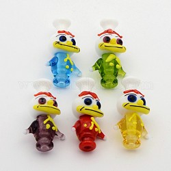 Handmade Lampwork 3D Cartoon Duck Beads, Mixed Color, 36x20x16mm, Hole: 2.5~3mm