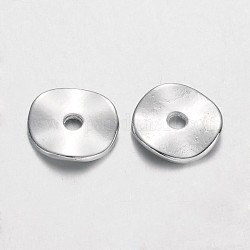 Tibetan Style Alloy Wavy Spacer Beads, Flat Round, Cadmium Free & Nickel Free & Lead Free, Silver, 10x1mm, Hole: 2mm