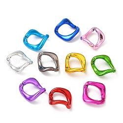 Plaqué acrylique UV reliant anneaux, connecteurs à liaison rapide, carrée, couleur mixte, 32x30x6mm, diamètre intérieur: 22x14.5 mm