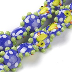 Perles vernissées manuelles, fleur, canard, cahoteuse, bleu, 21x19x10mm, Trou: 2mm, Environ 20 pcs/chapelet, 12.60'' (32 cm)