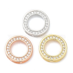 Micro anello in ottone spianare pendenti zirconi, collegamenti multi-strand,  piombo & nichel libero, colore misto, 15x3mm, Foro: 4 mm