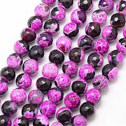 Natural Fire Crackle Agate Bead Strands, Round, Grade A, Faceted, Dyed & Heated, Orchid, 6mm, Hole: 1mm, about 61pcs/strand, 15 inch