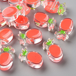 Abalorios de acrílico esmalte transparente, piña, tomate, 25x15x9mm, agujero: 3.5 mm