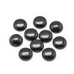 Synthetische schwarze Steincabochons, halbrund / Dome, 14x5~6 mm