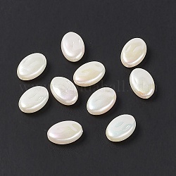 Opake Legierung Perlen, Nachahmung Perlen, AB Farbe, Oval, weiß, 12x8x4 mm, Bohrung: 1.4 mm