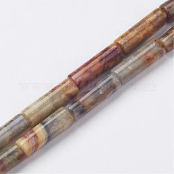 Pazzi fili agata perline naturali, tubo, 13~14x3.5~5mm, Foro: 1 mm, circa 29pcs/filo, 15.1~15.7 pollice (385~400 mm)