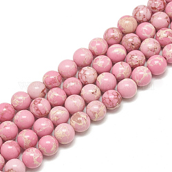 Brins de perles de jaspe impérial synthétiques, teinte, ronde, perle rose, 4mm, Trou: 0.5mm, Environ 93~97 pcs/chapelet, 14.76~15.35 pouce (37.5~39 cm)