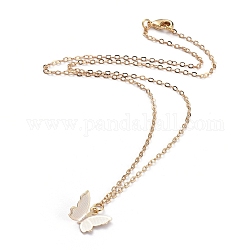 Collares colgantes de mariposa de latón, con cadenas por cable y broches pinza de langosta, real 18k chapado en oro, 15.94 pulgada (40.5 cm)