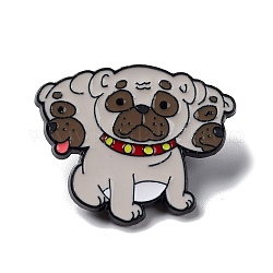 Cartoon 3-köpfiger Hunde-Emaille-Pin, Niedliche Tierbrosche aus Elektrophorese-Schwarzlegierung für Rucksackstoff, braun, 23.5x28x1.5 mm, Stift: 1 mm