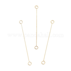 316 Surgical Stainless Steel Eye Pins, Double Sided Eye Pins, Real 18K Gold Plated, 35x2.5x0.4mm, Hole: 1.6mm