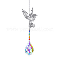 Grandes décorations de pendentif en métal, capteurs de soleil suspendus, verre de cristal k9 thème chakra, colibri, colorées, 42 cm