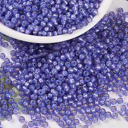 Miyuki runde Rocailles Perlen, japanische Saatperlen, 8/0, (rr649) gefärbter violett silverliner Alabaster, 3 mm, Bohrung: 1 mm, ca. 422~455 Stk. / 10 g