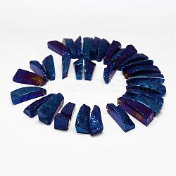 Chapelets de perle en agate naturelle & teintée électrolytique, pépites, bleu foncé, 23~57x12~18x9~16mm, Trou: 2mm, Environ 32~34 pcs/chapelet