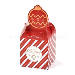 Weihnachtsthema Papierfaltengeschenkboxen, für Geschenke Bonbons Keksverpackung, rot, Weihnachtsglocke Muster, 8.5x8.5x18 cm