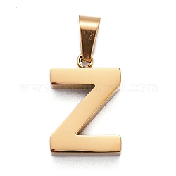 Ion Plating(IP) 304 Stainless Steel Letter Pendants, Manual Polishing, Alphabet, Golden, Letter.Z, 18.5x12.5x4mm, Hole: 6.5x3.5mm