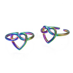 304 anello polsino avvolto a cuore in acciaio inossidabile, anello aperto da donna color arcobaleno, misura degli stati uniti 7 3/4 (17.9mm)