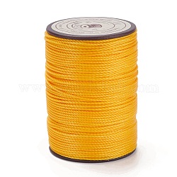Hilo redondo de hilo de poliéster encerado, cordón de micro macramé, cuerda retorcida, para coser cuero, oro, 0.8mm, alrededor de 54.68 yarda (50 m) / rollo