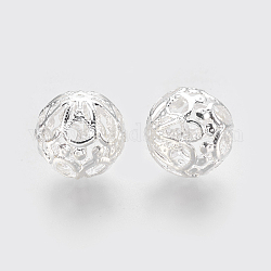 Железа филигранные бусы, филигранный шар, круглые, серебряные, 17.5x16.5 мм, отверстие : 1 мм