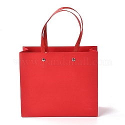 Sacs en papier rectangle, avec poignées en nylon, pour sacs-cadeaux et sacs à provisions, rouge, 21x0.4x18 cm