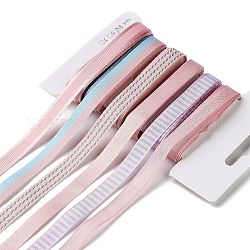 18 Yard 6 Stile Polyesterband, für DIY Handarbeit, Haarschleifen und Geschenkdekoration, rosa Farbpalette, Pflaume, 3/8~1/2 Zoll (9~12 mm), ca. 3 Meter/Stil
