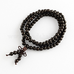 Articoli a duplice uso, stile avvolgente guru buddista gioielli in ebano braccialetti di perline rotondo o collane, nero, 840mm, 108 pc / braccialetto