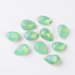 Cabochons en verre strass en forme de larme, Grade a, dos et dos plaqués, palais vert opale, 9mm