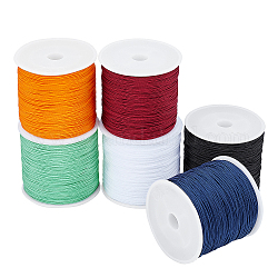 PandaHall Elite Braided Nylon Thread Nylon String, for Beading Jewelry Making, Mixed Color, 0.8mm, about 100yards/roll, 6 colors, 1roll/color, 6rolls/set