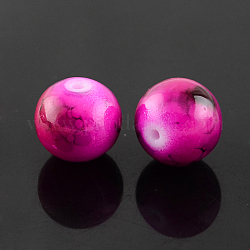 Spray Painted Glass Bead Strands, Round, Deep Pink, 12mm, Hole: 1.3~1.6mm, about 66pcs/strand, 31.4 inch
