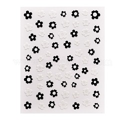 Pegatinas de uñas, autoadhesivo, para decoraciones con puntas de uñas, flor, en blanco y negro, 10x8 cm