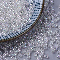 Perle acriliche trasparenti ecologiche, tondo, ab colore, chiaro ab, 3mm, Foro: 1.5 mm, circa 42000~4500pcs/500g