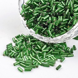 Серебристый круглый дырокол стеклянный стеклянный бусины, зелёные, 3~5x1.8~2 мм, отверстие : 0.8 мм, Около 12000 шт / 450 г
