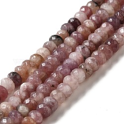 Lepidolita natural / hebras de perlas de piedra de mica púrpura, facetados, rerondana plana, 6x4mm, agujero: 1~1.2 mm, aproximamente 101 pcs / cadena, 15.94 pulgada (40.5 cm)