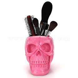 Portalápices de calavera de resina, organizador porta brochas de maquillaje, tema de halloween, color de rosa caliente, 150x110x110mm