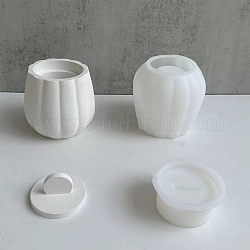 Полосатая круглая чашка для свечи с крышкой, силиконовая форма своими руками, для смолы, левкас, цементное ремесло, белые, 11x9.2 см, Внутренний диаметр: 4.4 cm