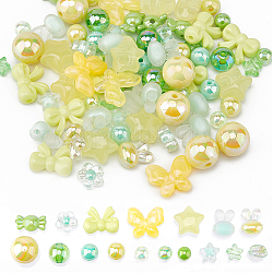 Sunnyclue 170pcs 17 styles perles acryliques opaques et transparentes, formes mixtes, couleur mixte, 8~17x8~17.5x5.5~11.5mm, Trou: 1.6~3mm, 10 pièces / style