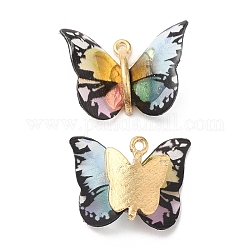 Pendenti in resina trasparente, ciondoli a farfalla con accessori in lega placcata oro, acqua, 17~18x21~24x7~7.5mm, Foro: 1.5 mm
