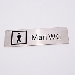ステンレス製サインステッカー430枚  両面粘着テープ付き  壁のドアの付属品の印のため  男性トイレ付きの長方形  ステンレス鋼色  50x171.5x2mm