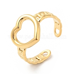 Placcatura ionica (ip) 304 anello polsino aperto a cuore in acciaio inossidabile per donna, oro, misura degli stati uniti 8 1/4 (18.3mm)