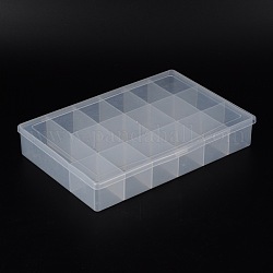 Conteneur de stockage en plastique transparent avec couvercle, 17 compartiments, 18 cm de largeur, 27 cm de long, 4.6 cm de haut