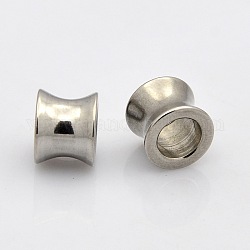 Column 304 Stainless Steel Large Hole Beads, Stainless Steel Color, 10x8mm, Hole: 6mm