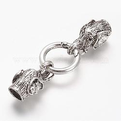 Alloy Spring Gate Rings, O Rings, with Cord Ends, Elephant, Antique Silver, 6 Gauge, 76mm, Hole: 8mm