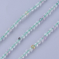 Natürlichen Fluorit Perlen Stränge, facettiert, Runde, 2 mm, Bohrung: 0.5 mm, ca. 180~200 Stk. / Strang, 14.5~16.1 Zoll (37~41 cm)