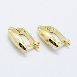 Creolen-Ohrringe aus Messing mit Riegelverschluss, golden, 19x13~13.5x1 mm, Bohrung: 1 mm, Stift: 1 mm